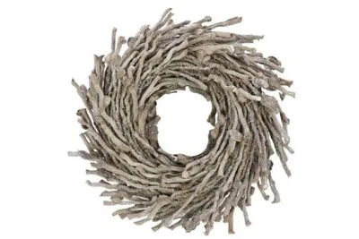 Produktbild von HBX-Kranz, halb Botay-Holz, grau gewaschen, grau-weiß, D 30 cm