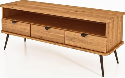 Produktbild von TV-Board Tula Wildeiche massiv 144x46x57 mit 3 Schubladen 1 Fach Metallbeinen
