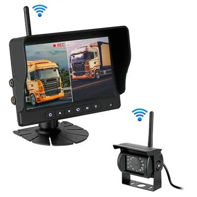 Produktbild von CARMATRIX HD Funk Rückfahrsystem Digital für LKW Wohnmobil Auto Transporter 7" Monitor mit Aufnahmefunktion, Mikrofon