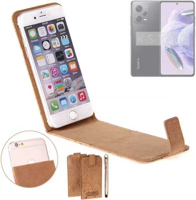Produktbild von K-S-Trade Handyhülle kompatibel mit Xiaomi Redmi Note 12 Pro+ Kork Hülle Flipstyle Case Schutzhülle Kork Case Hülle Flip cover Klapphülle Klapp,