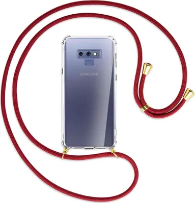 Produktbild von Handykette Backcover-Schutzhülle mit Band (Metall goldfarben) für Samsung Galaxy Note 9 - dunkelrot