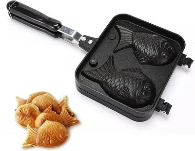 Immagine prodotto di Teglia per dolci a forma di pesce - Macchina per cialde a doppia piastra - Dolci a forma di pesce - Teglia doppia per frittelle - Forno per dolci a forma di pesce - Stampo per tortine di pesce giapponesi