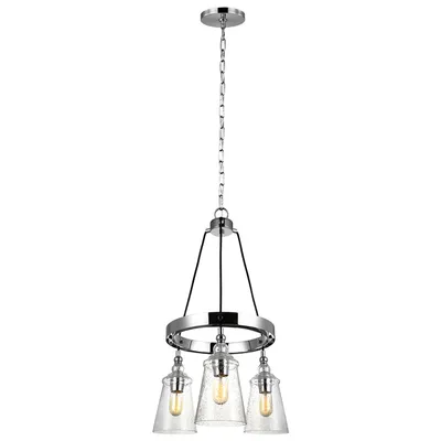 Immagine prodotto di Lampadario Industrial Nordico Loras Acciaio Vetro 3 Luci E27