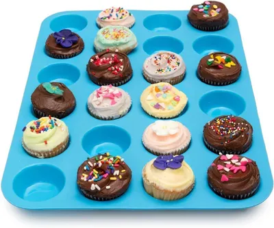 Mini Muffin Backform 24 Mulden, Silikon, Antihaft, 34x23x2,5 cm