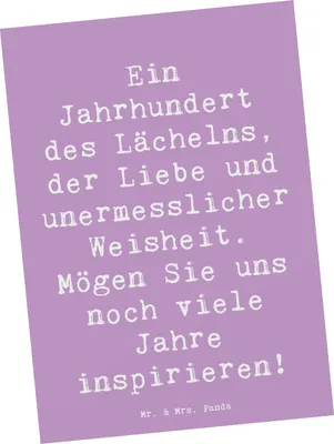 Produktbild von Mr. & Mrs. Panda Postkarte Spruch 100. Geburtstag Weisheit - Lavendeltraum - Geschenk, Anerkennung, einzigartig, Ansichtskarte, Alles gut zum, unermessliche, Grußkarte