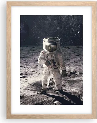 Produktbild von Gerahmtes Poster - Rahmen in heller Eiche - Mond Erde Astronaut - 30x40 cm - Wand Bild - Wanddeko - Wandbilder - Kunstposter - Wandposter - Bilderrahmen - Bilder - Kunstdruck - P2NPA30x40-4882