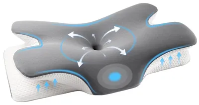 Image de Oreiller cervical, conception ergonomique, rembourrage en mousse à mémoire de forme, gris clair