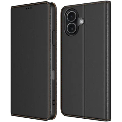 Zdjęcie produktu dla Etui do iPhone 17 SKÓRZANE CZARNE ZAMYKANE MAGNETYCZNE + SZKŁO 9H