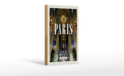 Produktbild von Holzschild Reise 12x18 cm Paris Frankreich Innere Notre-Dame