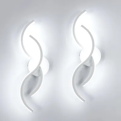 Productafbeelding van Toolight, 2 stuks wandlamp, golfvormig, 15W, 6500K, wit, 41cm, geschikt voor de woonkamer – 2 stuks, zwart