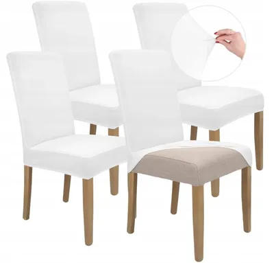 Produktbild von Stuhlhusse 4er Pack - Weiß - Universal - Stretch - Bezug für Stühle - Elasthan