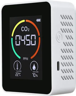Image de Détecteur de dioxyde de carbone Détecteur de CO2 Qualité de l'air Température Humidité Moniteur blanc