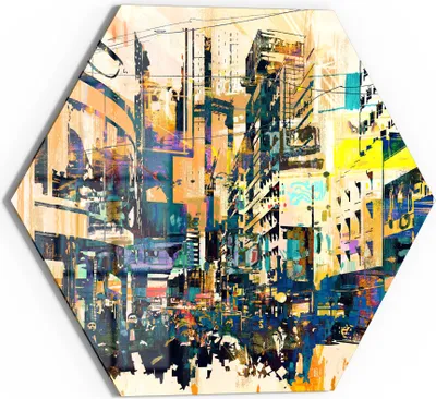 Produktbild von DEQORI Glasbild Echtglas 40x35 cm 'Moderne Stadtansicht' Wandbild Bild modern Deko