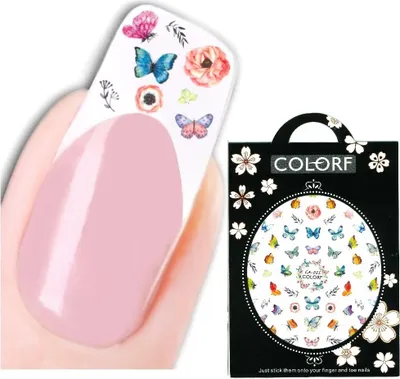 Produktbild von 3D Nagel Sticker Nail Art Aufkleber Schmetterlinge Blumen Aufkleber