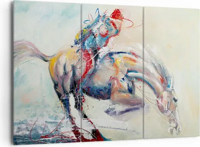 Produktbild von Bild auf Leinwand - Leinwandbild - Pferd Abstraktion - 165x110cm - Wand Bild - Wanddeko - Leinwanddruck - Bilder - Kunstdruck - Wanddekoration - Leinwand bilder - Wandkunst - CE165x110-3446