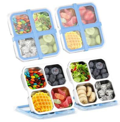 Productafbeelding van Solidchoice - Set van 4 Roestvrijstalen Bento Boxen met 4 Compartimenten