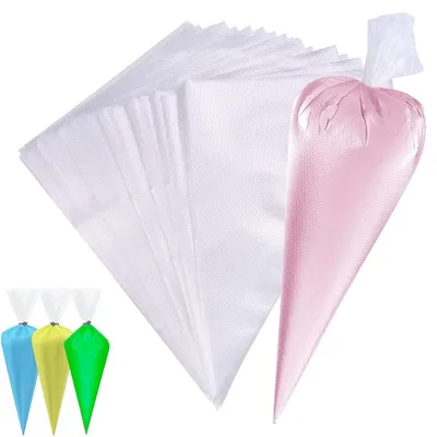 Immagine prodotto di Sac à poche monouso, 100 pezzi, extra spessi e trasparenti, ideali per decorare e per la pasticceria