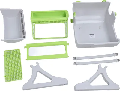Imagen del producto de Arenero automático para gatos, fabricado en plástico PP, fácil de montar, con sistema de volcado y diseño tipo cubo, semiautomático y de gran capacidad