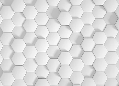Produktbild von Wabenmuster Tapete in Weiß | Grafische Fototapete mit Hexagon Desig in 3D Optik für Büro und Küche | Moderne Sechseck Fo