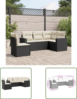 Produktbild von The Living Store 5-tlg. Garten-Sofagarnitur mit Kissen Schwarz Poly Rattan
