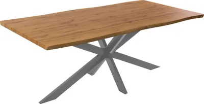 Produktbild von Esstisch Baumkante Holz-Optik Wildeiche 200 x 100 Spider-Gestell silber JOSY