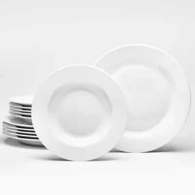 Produktbild von Tafel-Set Berlin 12-teilig Porzellan weiß für 6 Personen – 6 tiefe Teller 23 cm, 6 flache Teller 27 cm
