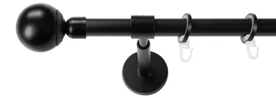 Produktbild von SN Deco Gardinenstange Reims, 19 mm, 1-läufig, Stahl, Komplett-Set mit Ringen, geschlossener Träger, 400 cm, schwarz