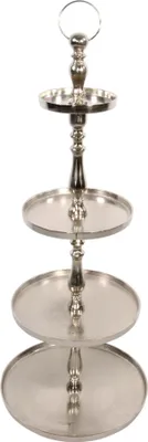 Produktbild von Etagere Brush - Aluminium - Ø50x120cm - Rohnickel-Finish - 3-Schicht-Design