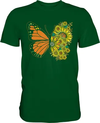 Produktbild von Schmetterling Sonnenblumen T-Shirt Garten Gärtner Geschenk – Bottle Green / M