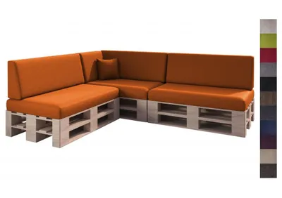 Produktbild von sunnypillow 8er Palettenkissen Set mit abnehmbarem Bezug Sitzkissen + Rückenkissen Palettenauflage Palettenpolster Indoor / Outdoor | Orange |