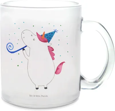Produktbild von Mr. & Mrs. Panda Teetasse Einhorn Party - Transparent - Geschenk, Alkohol, Unicorn, Tee Tasse, Pott, Club, Geburtstag, Einhörner, Teeglas, glastasse, Trinkglas