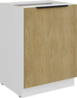 Produktbild von Küchen Unterschrank 60 cm CREMONA Eiche hell + Weiß matt Küche Küchenzeile Küchenblock Einbauküche