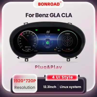 Imagen del producto de Panel de instrumentos digital de 12.3 pulgadas con pantalla de 1920x720P, que incluye un velocímetro