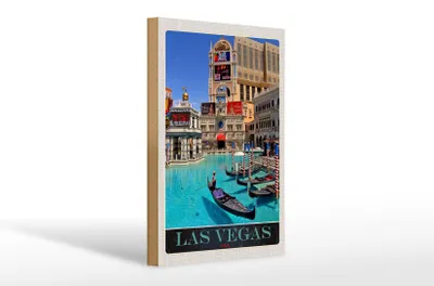 Produktbild von Holzschild Reise 20x30cm Las Vegas Bootstour USA Casino