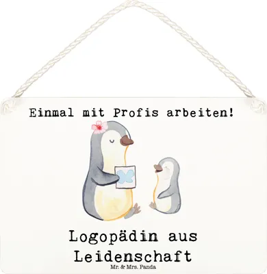 Produktbild von Mr. & Mrs. Panda Schild Logopädin Leidenschaft DIN A6 - Weiß - Geschenk, holzbild, wandtafel, Wandbild Holz, Spruch, hängeschild, Studium, Ausbildung, Lustig, Türschild