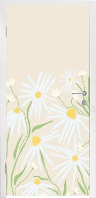 Produktbild von MuchoWow® Türtapete Selbstklebende Türfolie Blume - Muster - Gelb 95x235 cm Türposter Türaufkleber Klebefolie Türklebefolie - XXL-Poster - Türtapeten - Türplakaten