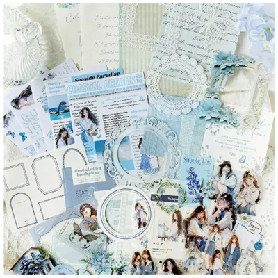 Image de Scrapbook Sticker Set - Mit dekorativem Papier für Junk Journal - Mehrfarbig