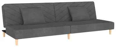Produktbild von vidaXL Schlafsofa 2-Sitzer mit 2 Kissen Dunkelgrau Stoff