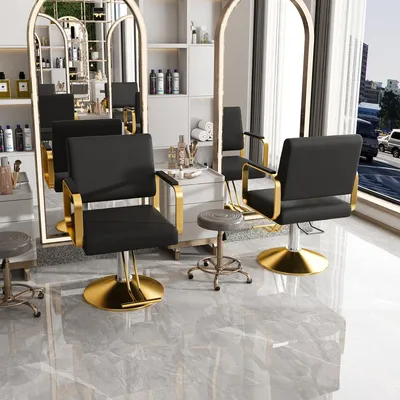 Produktbild von Hydraulischer Friseurstuhl 360° Drehbar Stylist Stuhl Tattoo Spa Friseursessel Schwarz