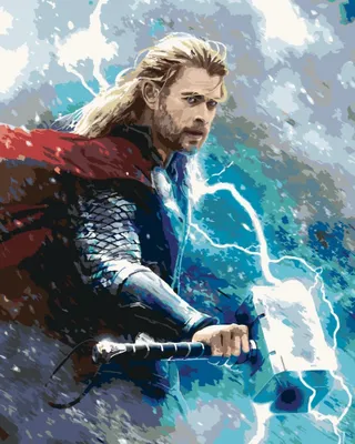 Image de Painting by Numbers Pictures - Thor dans la tempête Marvel 40x50 cm
