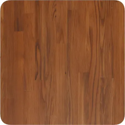 A square wooden tabletop with a dark brown finish.