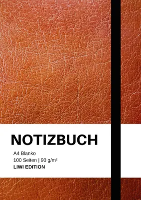 Produktbild von Notizbuch A4 blanko - 100 Seiten 90g/m² - Soft Cover Braun -Papier