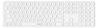 Produktbild von Rapoo 8100M, Volle Größe (100%), Kabellos, RF Wireless + Bluetooth, Membran Key Switch, Weiß, Maus enthalten