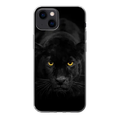 Produktbild von MuchoWow® Handyhülle Schutzhülle Hülle für iPhone 13 mini Leopard - Augen - Schwarz Silikon Softcase Handy Hülle - Softcase
