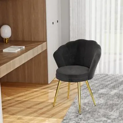 Produktbild von 1er Set Esszimmerstühle aus Samt Esszimmerstuhl Küchenstühle im Vintage Design Schwarz