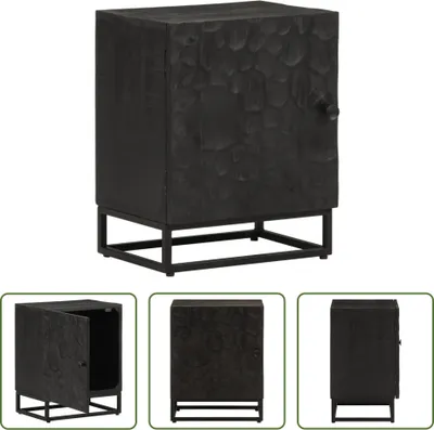 Produktbild von The Living Store Nachttisch Schwarz 40x30x50 cm Massivholz Mango und Eisen