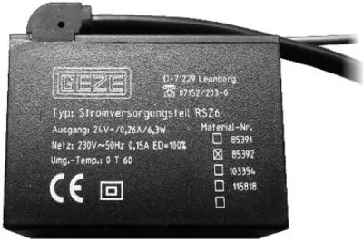 Produktbild von GEZE Stromversorgungsteil Art. 085392 passend zu RSZ 6