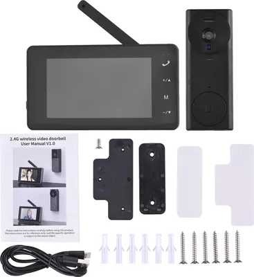 Obrázek produktu pro 2,4 GHz bezdrátový videozvonek s 4,3" IPS monitorem, 170° nočním viděním, hi-fi mikrofonem a 2cestným interkomem pro vily, domy, kanceláře a byty