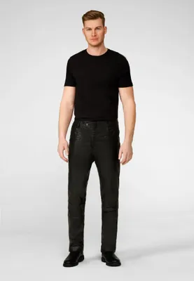 Image de Pantalon en cuir de chèvre pour hommes, modèle Franklin 2 – Noir / Taille 34