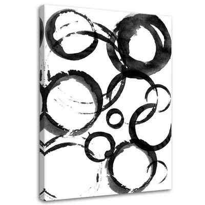 Produktbild von Leinwandbild abstrakte kreise 80x120 cm Feeby grau wandbild bereit zum aufhängen
